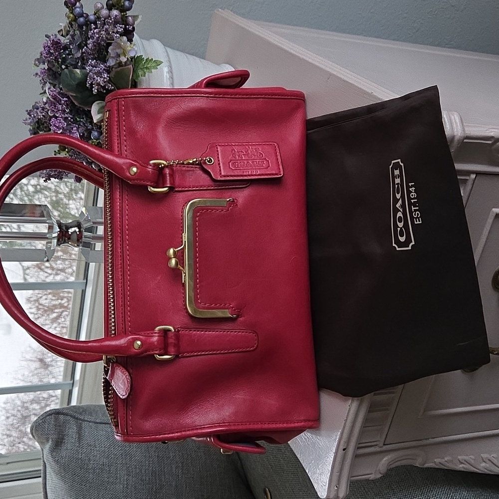 COACH Bleecker Street Limited Ed. Cranberry Barrett 65th Anniversary Leather Bag - Picture 8 of 17